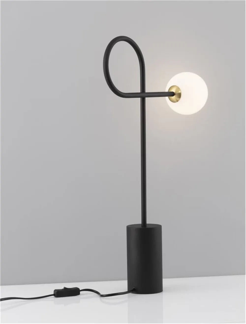Veioza structura din Aluminiu Negru si abajur din Sticla Alb H63.8xL10cm IP20 DEDALO
