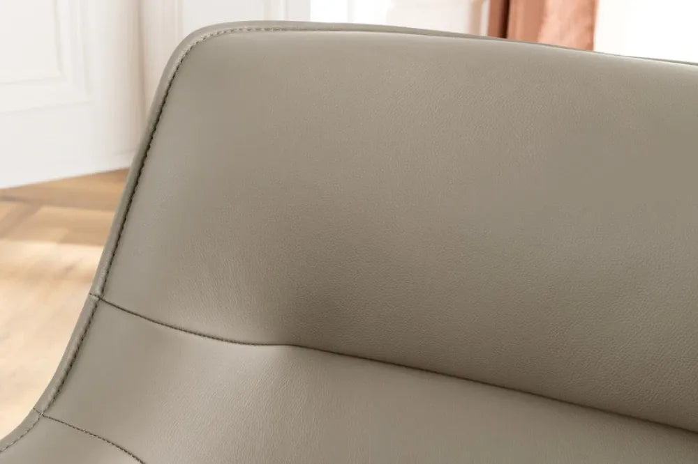 Set 2 scaune rotative tapitat cu Piele/Stofa Grej taupe si picioare din Metal Negru H87xL68xA68cm LE GRAND