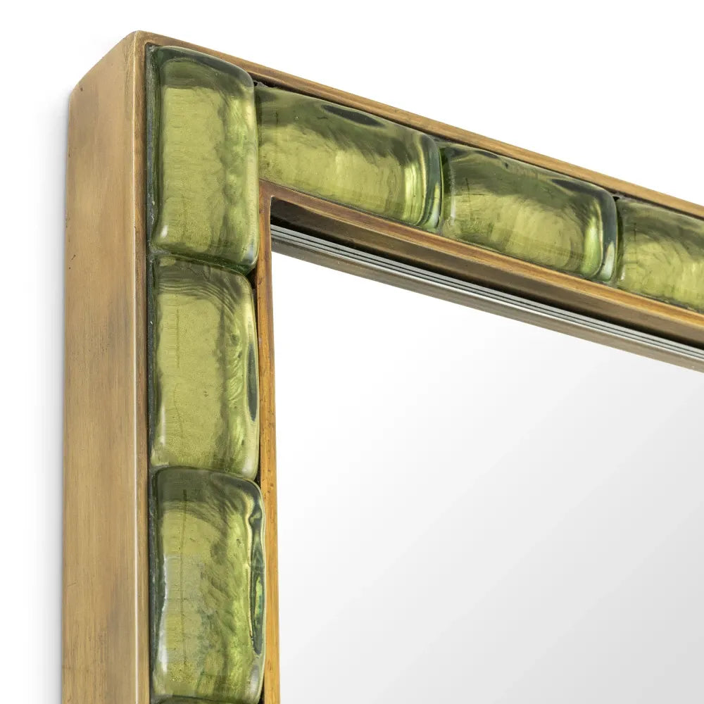 Oglinda cu rama din Metal/MDF/Sticla Alama/Verde L80xH120cm Torino Eichholtz