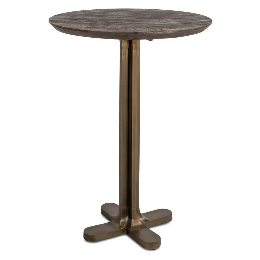 Masa de bar din Metal Auriu si Lemn de mango Maro D80xH105cm Revelin Richmond Interiors