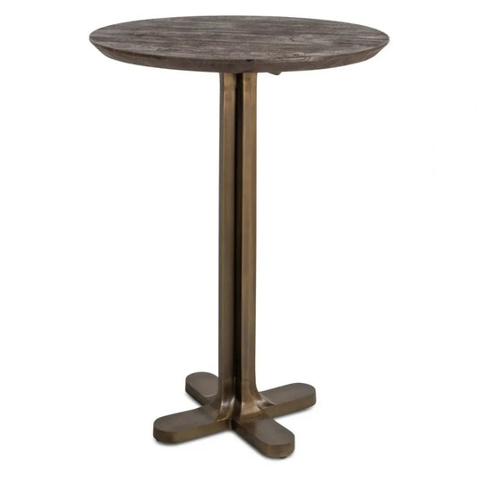 Masa de bar din Metal Auriu si Lemn de mango Maro D80xH105cm Revelin Richmond Interiors
