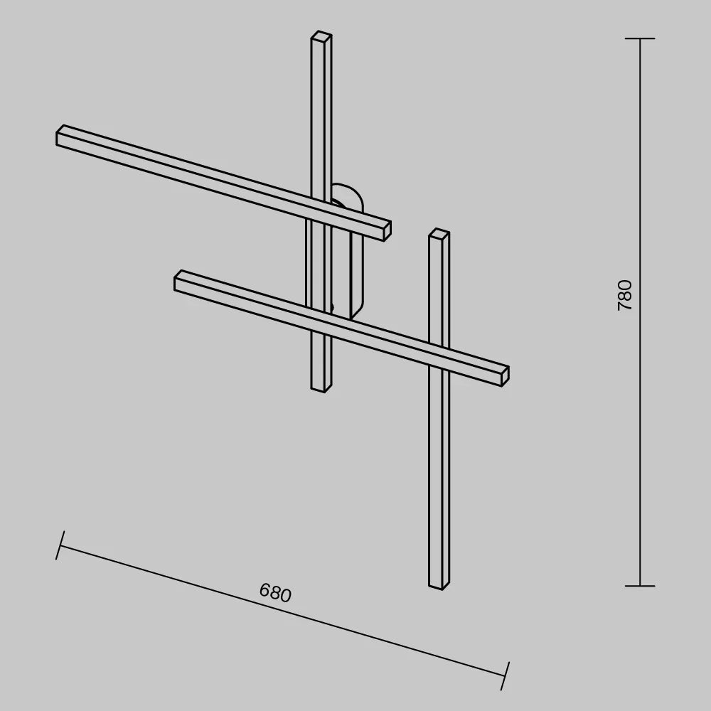 Aplica perete din Aluminiu Negru H78xL9.5cm Halo