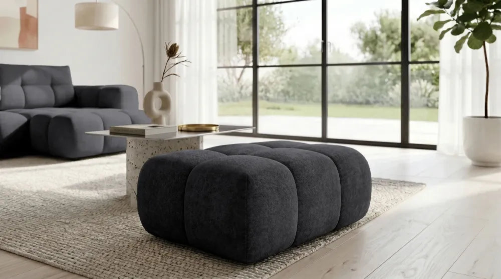 Taburet tapitat cu material pet friendly Alias negru L71x100cm