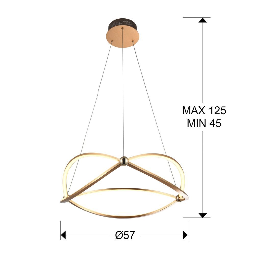 Lustra rotunda cu inaltime reglabila din Aluminiu Auriu cu LED D57xH125cm Ocellis