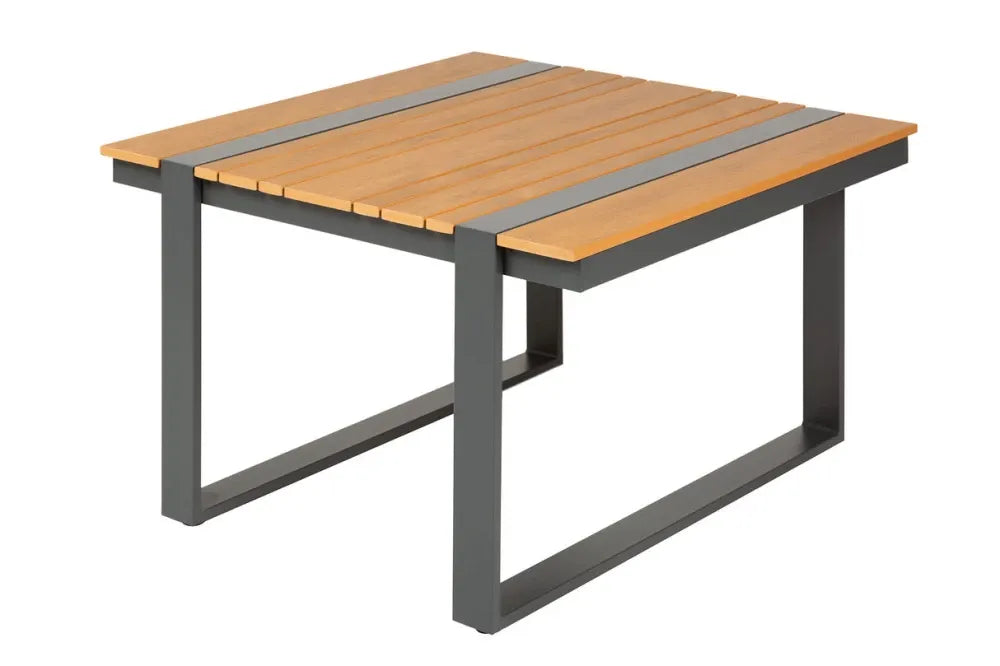 Masuta de cafea de exterior din WPC Maro si Metal Negru L78xH48cm Tampa lounge