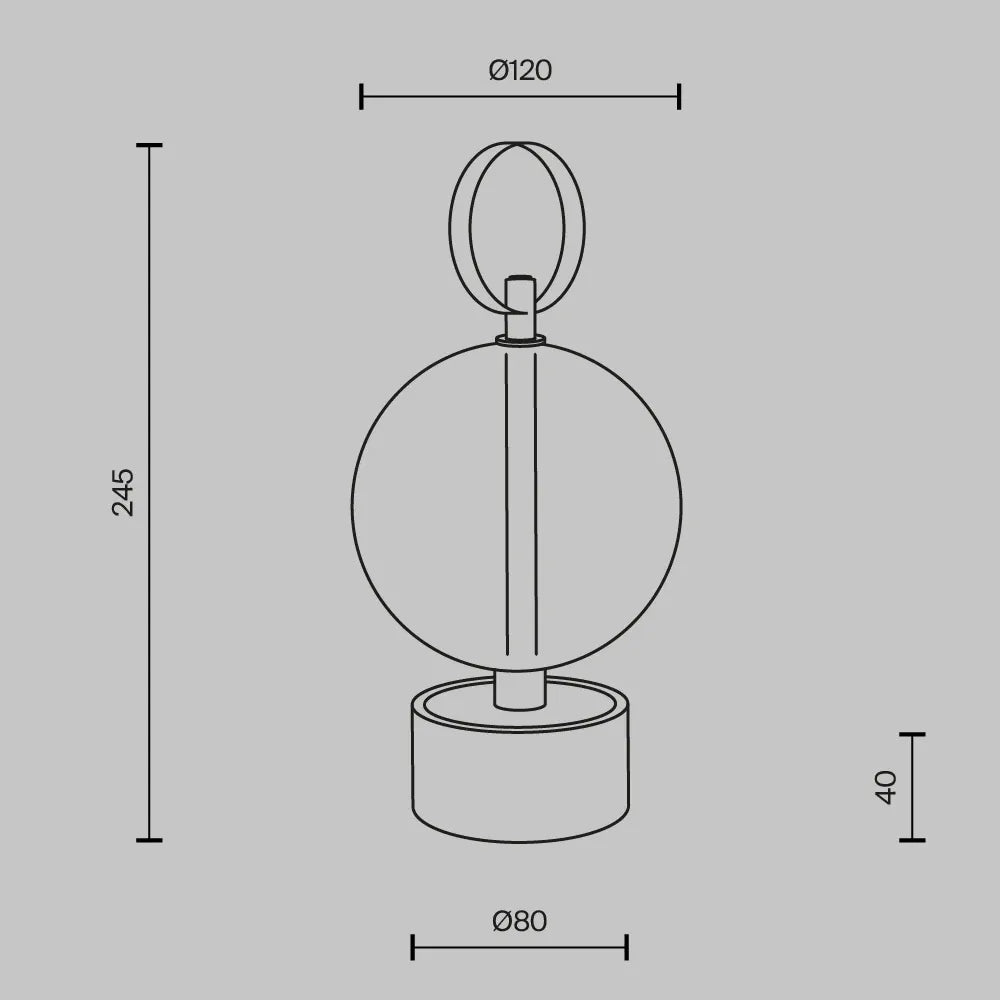 Veioza din Metal Negru si Sticla Fumuriu H24.5xD12cm Double Moon