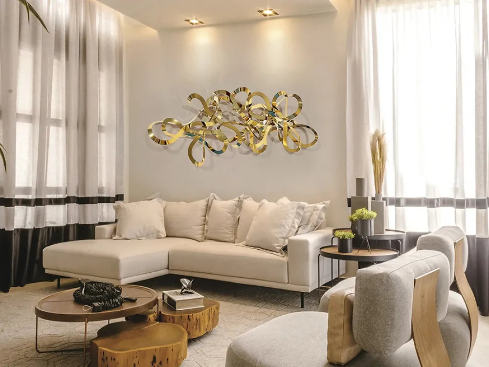 Decoratiune de perete din Otel inoxidabil Auriu L155xH55cm Medusa