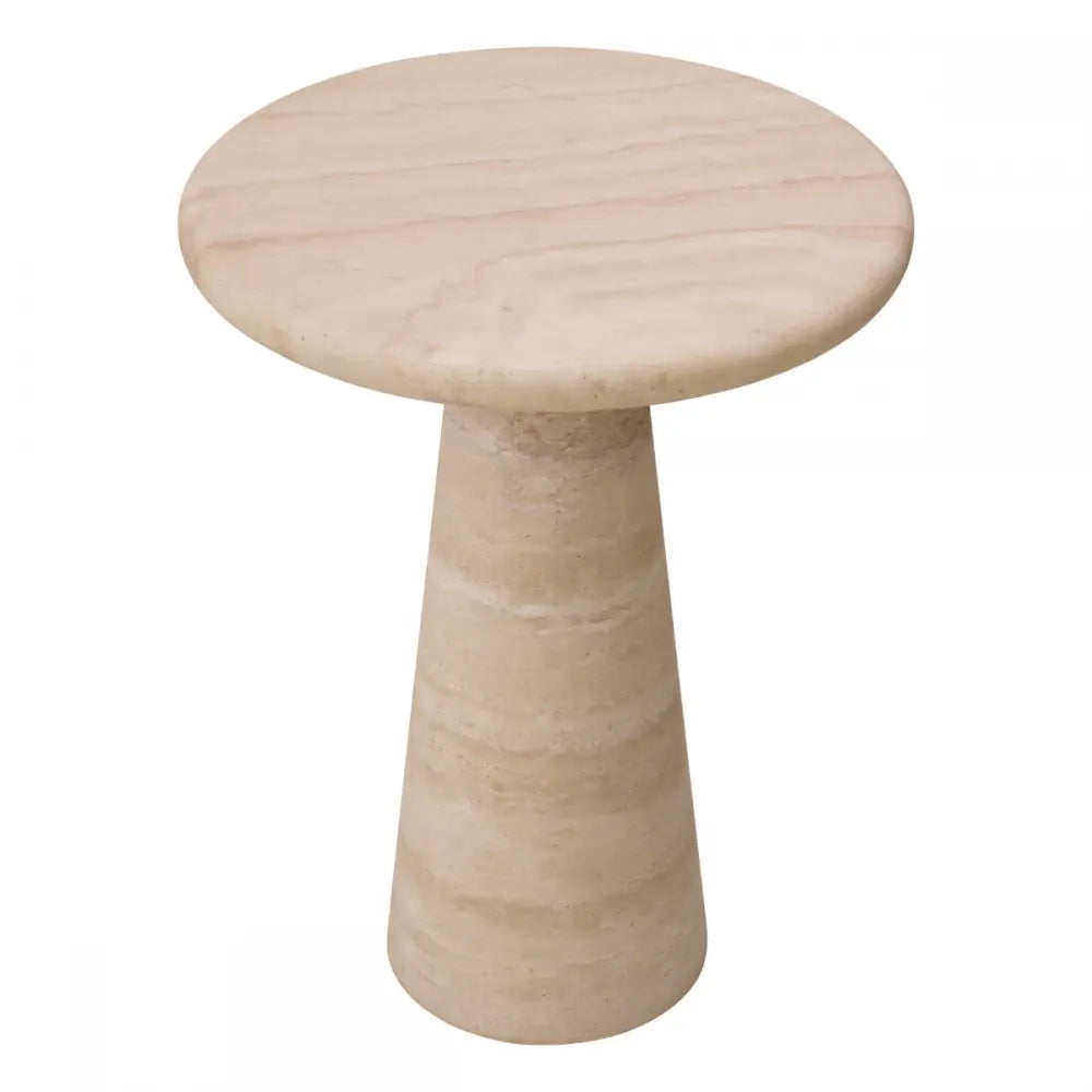 Masuta laterala Rotunda din Travertin Bej D45xH58cm Adriana L Eichholtz