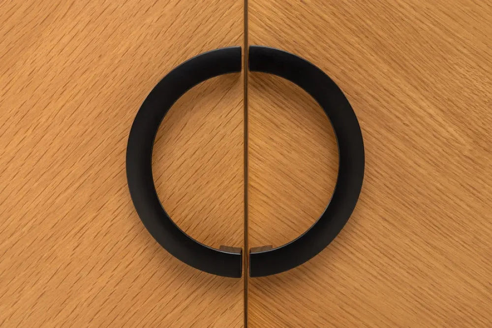 Comoda TV din MDF/Funir de stejar Maro si Metal Negru L180xH60cm GRANDEZZA