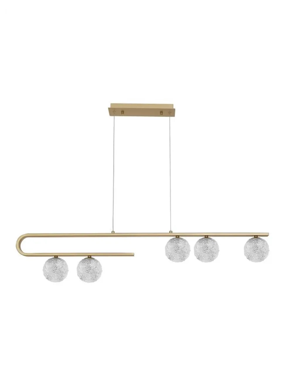 Lustra structura din Metal Auriu si abajur din Sticla Transparent H180xL113cm IP20 MIRANO