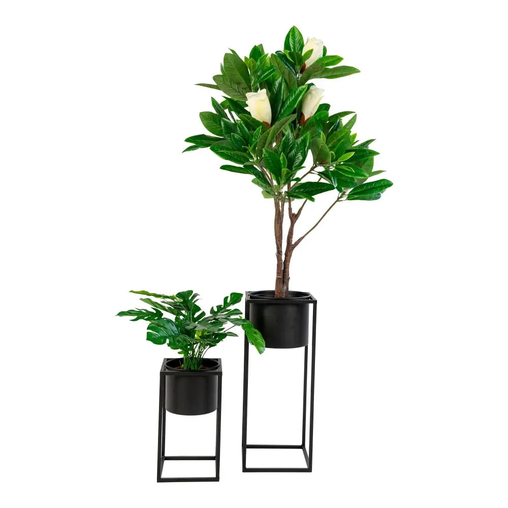 Set 2 ghivece din Metal Negru H31/50,5xL17/19,5cm Marlas