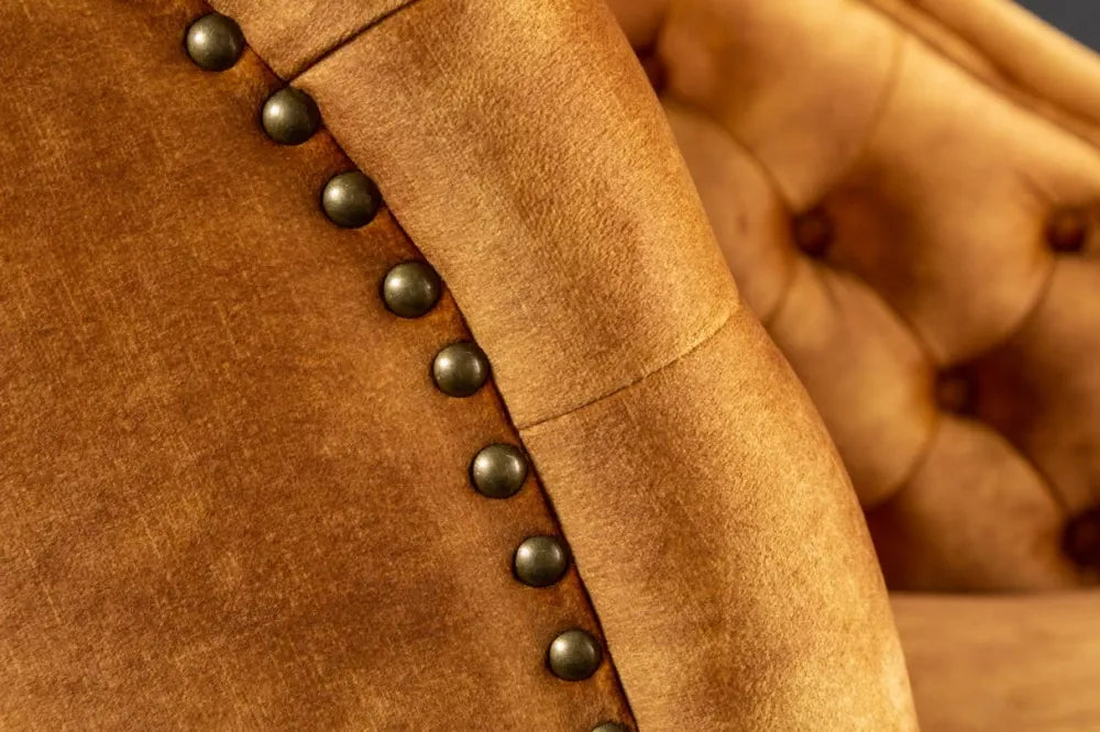 Sezlong tapitat cu Catifea Galben L170cm Chesterfield