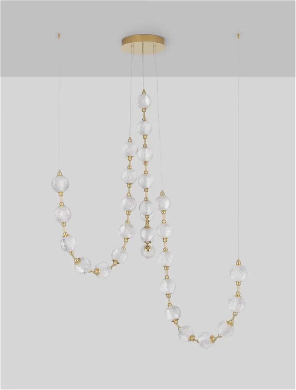 Candelabru structura din Metal Auriu si abajur din Cristal Transparent H300xL147cm IP20 134W 8530lm 3200k BRILLANTE
