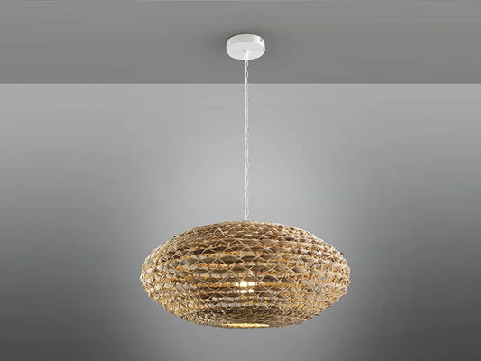 Pendul din Metal Alb si Ratan Maro H220xD60cm Nana