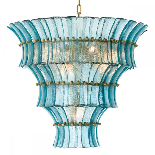 Candelabru din Metal Alama atichizata si Sticla Albastru H60xD67cm Toscano Eichholtz