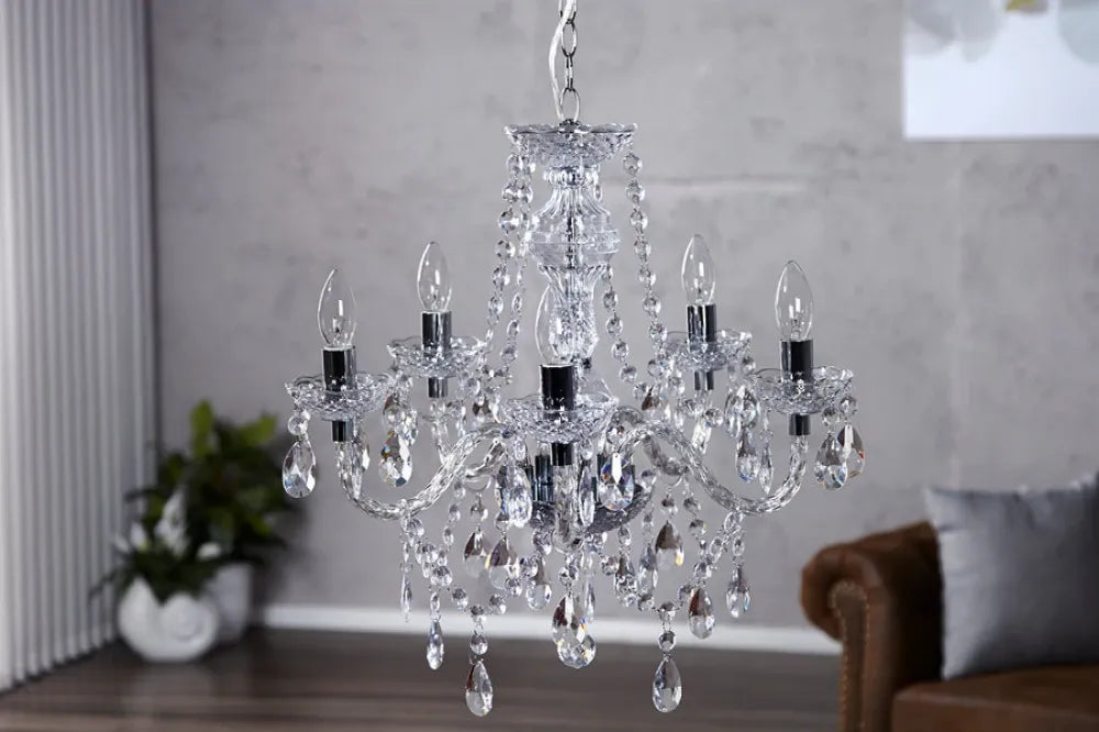 Candelabru din Metal Argintiu si Acrilic Transparent D53xH54cm Diamonds