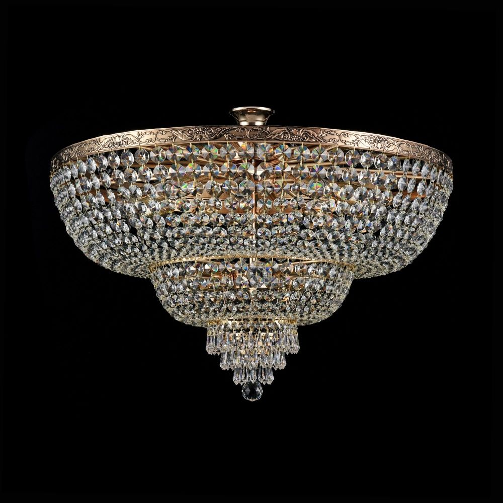 Candelabru Rotund din Metal si Cristal Auriu/Transparent Palace D80xH57cm