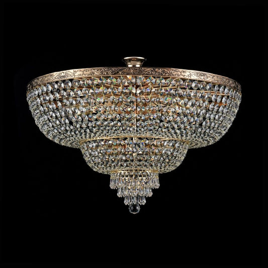 Candelabru Rotund din Metal si Cristal Auriu/Transparent Palace D80xH57cm