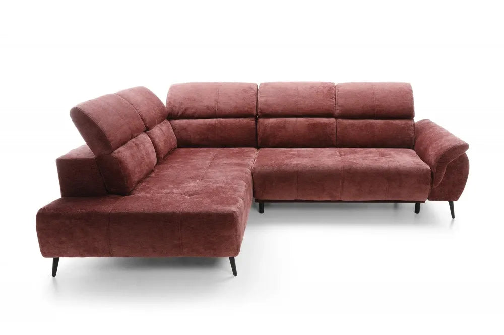 Coltar extensibil electric tapitat cu Chenille Aphrodite Rosu cu lada depozitare Genova II