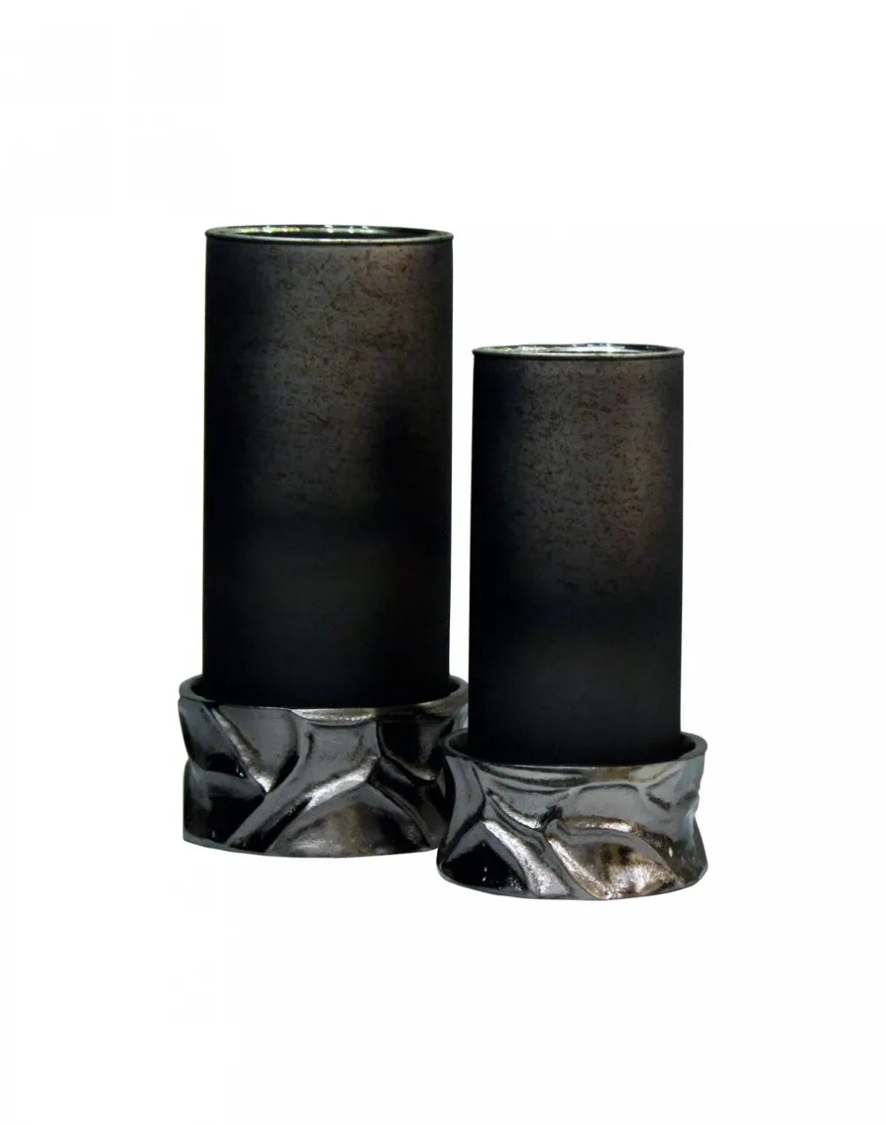 Suport lumanare din Aluminiu/Sticla Fumuriu D13xH26cm Candace Richmond Interiors