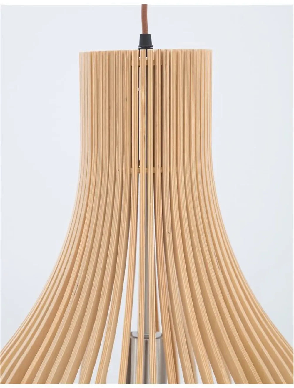 Pendul structura din Metal Negru si abajur din Lemn Bej H245xL38cm IP20 SOHO