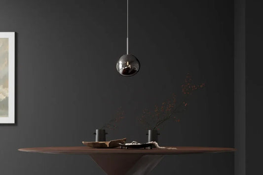 Pendul din Metal Negru si Sticla Fumuriu D20xH150cm LIQUID DIAMOND