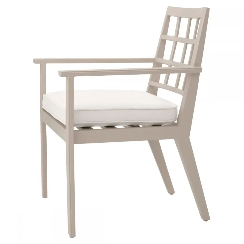 Scaun de exterior din Metal Bej si Stofa Alb H88.5xL64.5xA65cm Cap-Ferrat Eichholtz