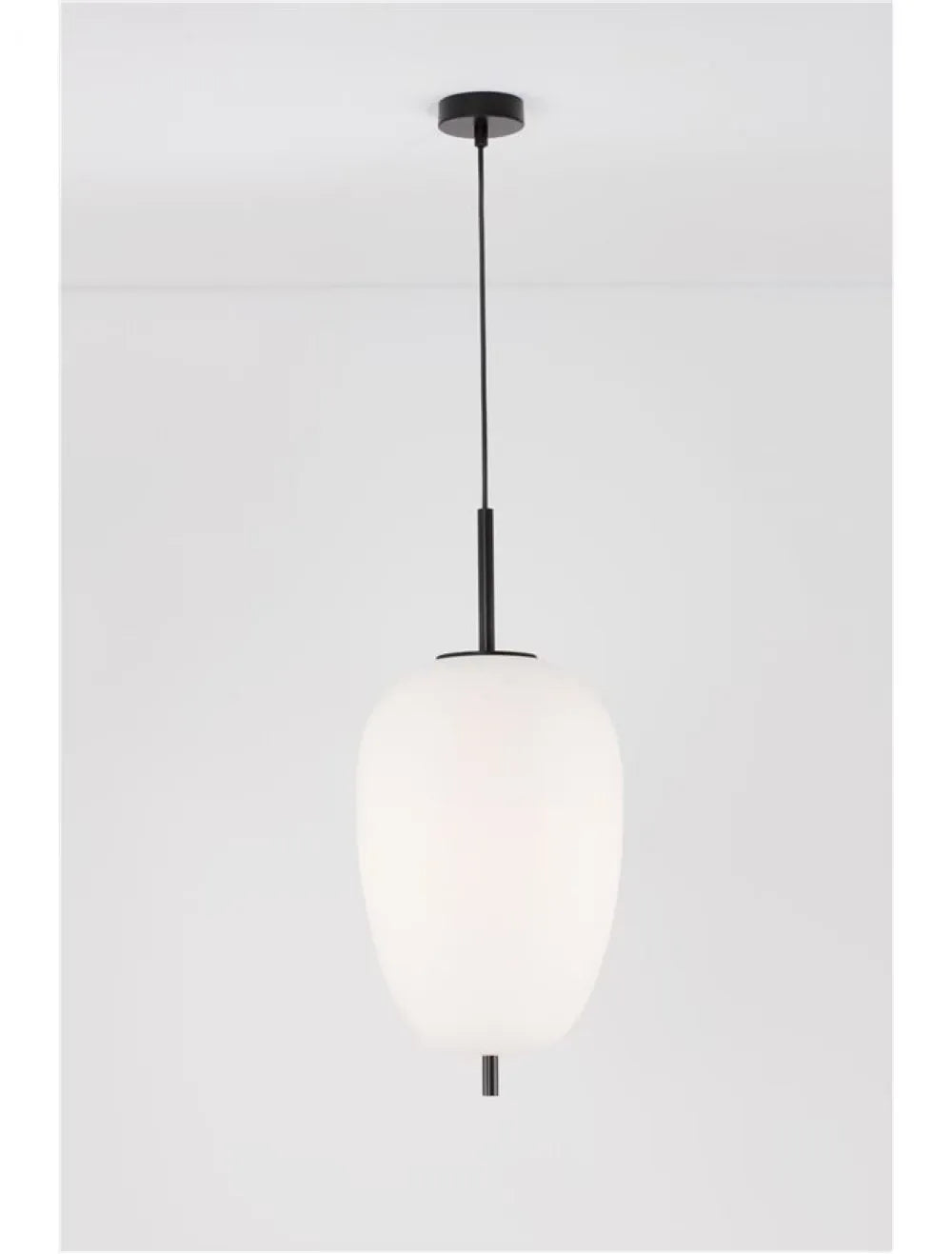 Pendul structura din Metal Negru si abajur din Sticla Alb H120xL27cm IP20 LATO