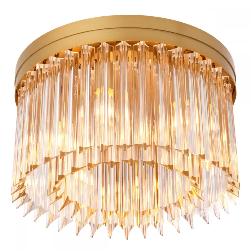 Plafoniera din Metal Alama si Sticla Transparent H28xD45cm Evina Eichholtz