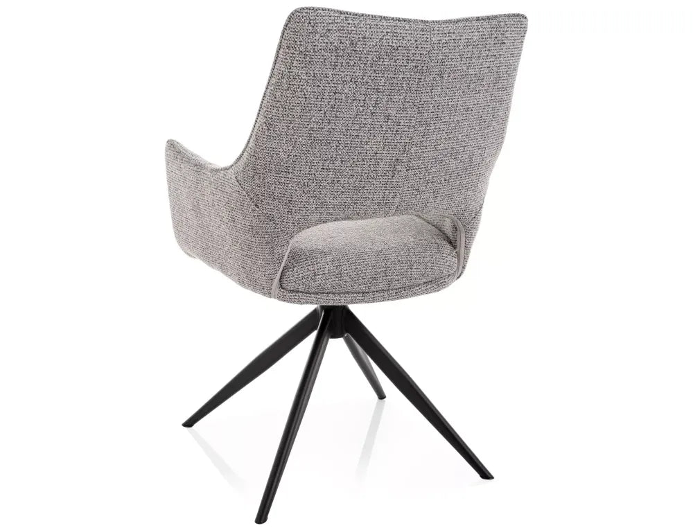 Scaun cu brate rotativ din Stofa Gri si Metal Negru H87xL59xA60cm Fino II