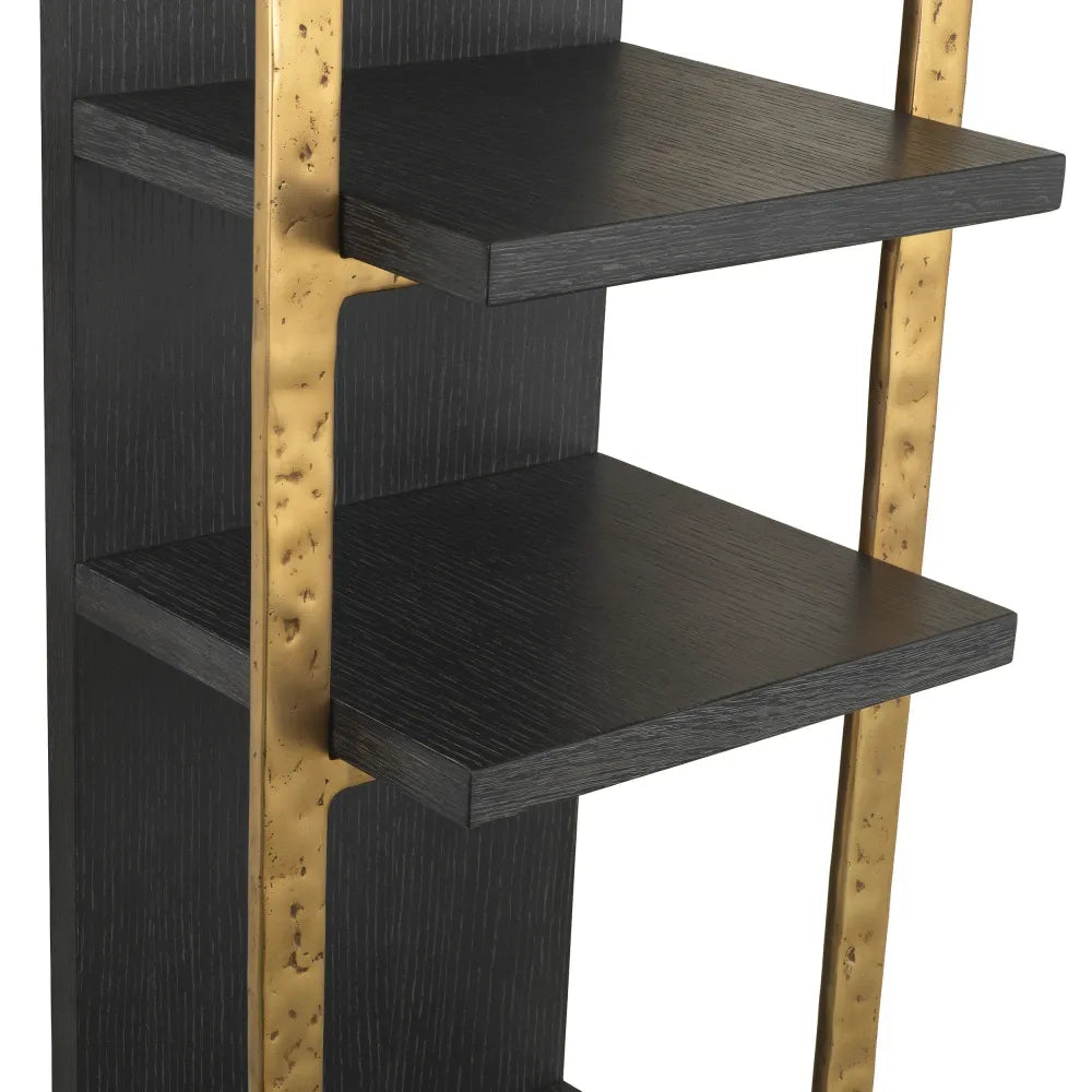 Raft suspendat din Furnir de stejar/Metal Gri carbune/Alama L45xH160cm Belcanto Eichholtz