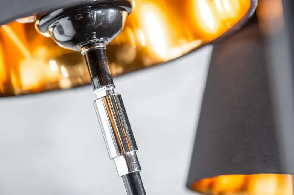 Lampa de podea din Metal Negru/Argintiu si Textil Negru L60xH178cm LEVELS