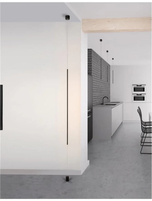 Pendul pana la podea din Aluminiu Negru H300xL7cm IP20 20W 698lm 3000k ELETTRA