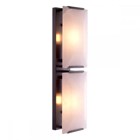 Aplica de perete din Otel inoxdabil Bronz si Alabastru Alb H51.5xL16cm Ortiz Eichholtz