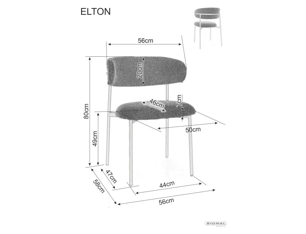 Set 2 scaune din Stofa Bej deschis si Metal Maro stejar Hx80Lx56xA58cm Elton