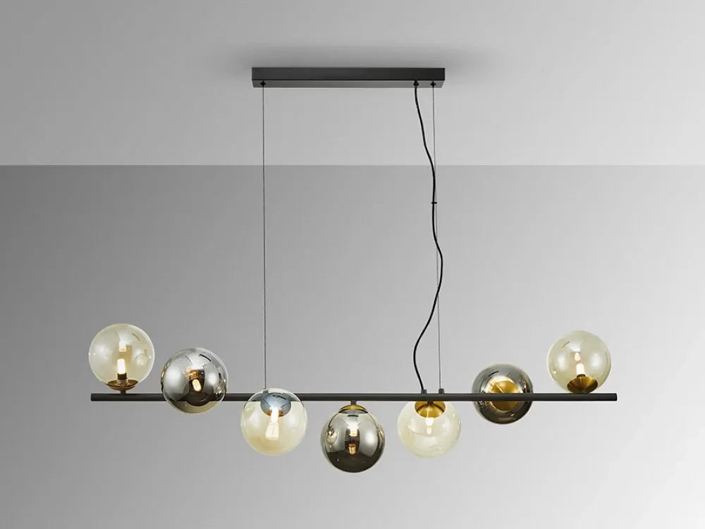 Lustra din Metal Negru si Sticla Multicolor H200xL120cm Inoa