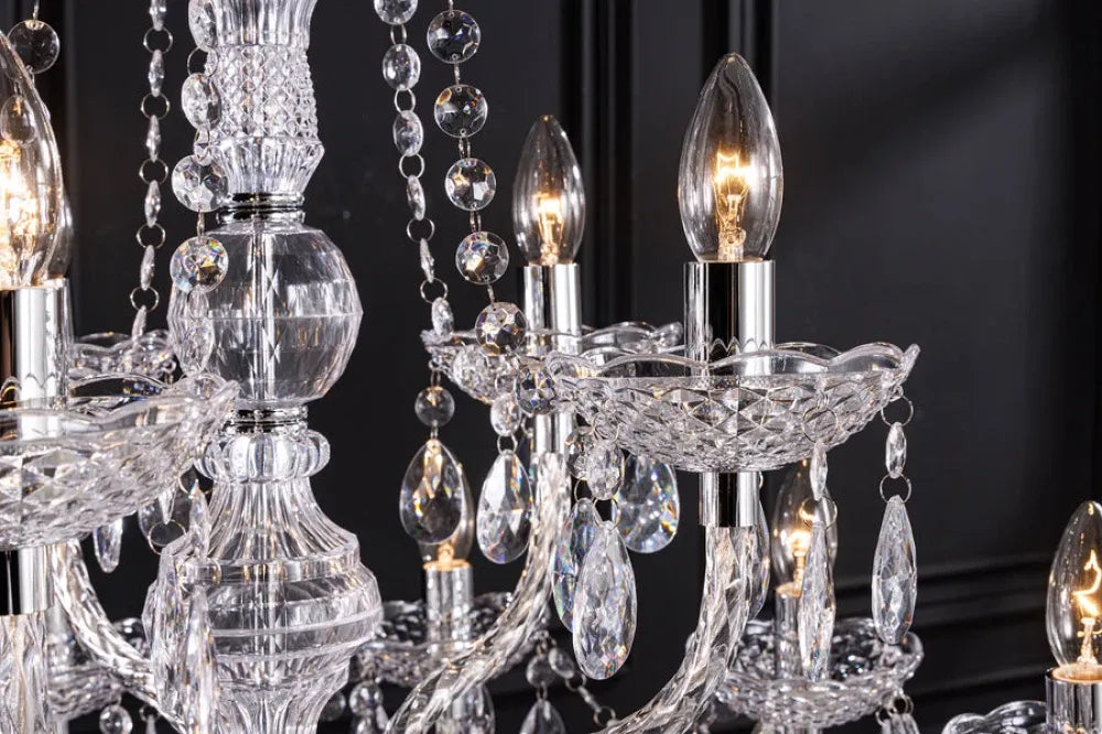 Candelabru din Metal Argintiu si Acrilic Transparent D80xH75cm Diamonds