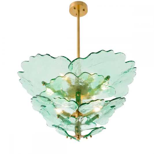 Candelabru din Otel inoxdabil Alama atichizata si Sticla Verde H54xD83cm Florina Eichholtz