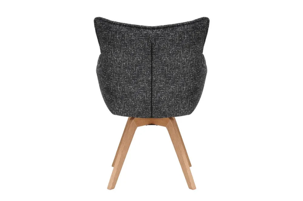 Set 2 scaune rotative tapitat cu Stofa Gri antracit si picioare din Lemn de stejar Maro H94xL58xA64cm VOGUE