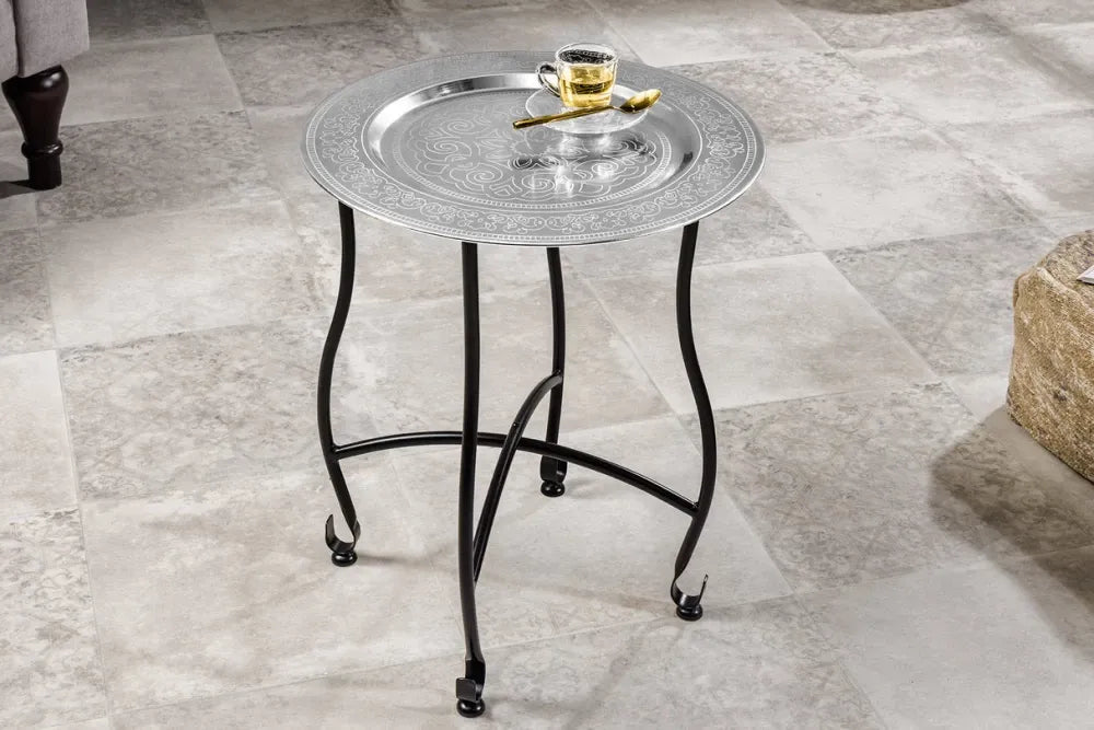 Masuta laterala cu blat detasabil din Metal Negru L41xH48cm Marrakesh