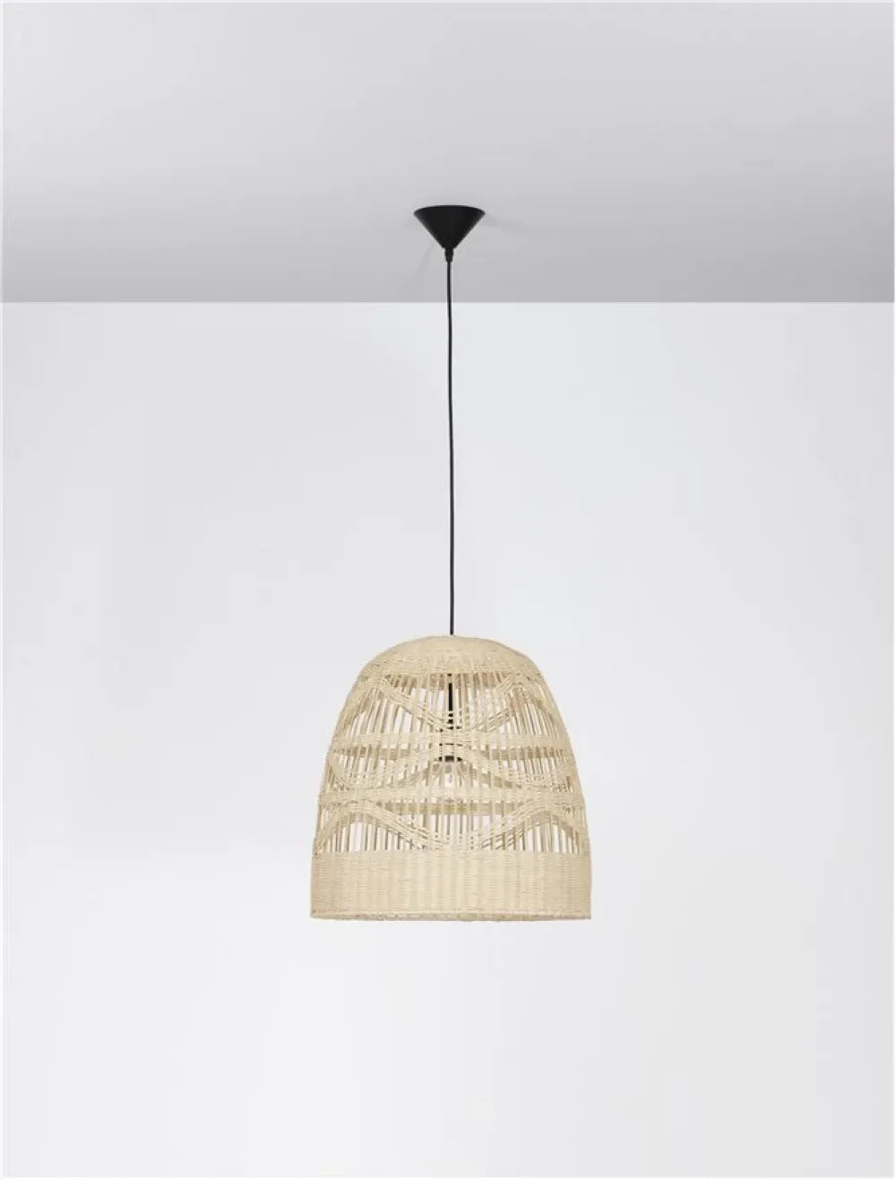 Pendul structura din Metal Negru si abajur din Ratan Bej H200xL46cm IP20 MARLO
