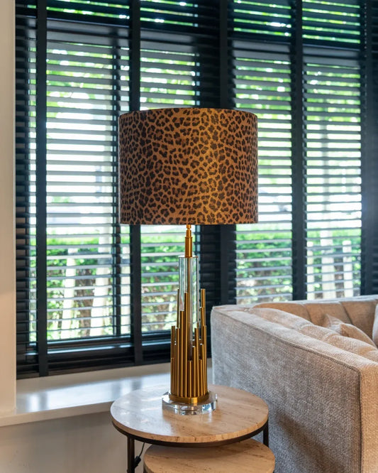 Veioza din Sticla/Metal Auriu D16xH58cm Dex