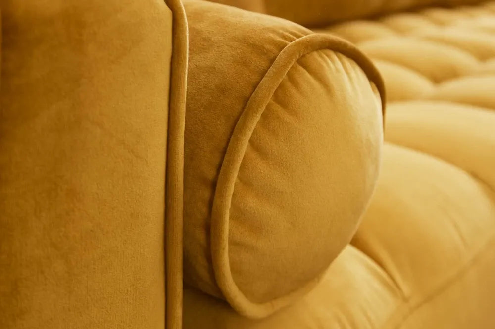 Coltar cu orientare reversibila tapitat cu Catifea Galben L260cm Cozy