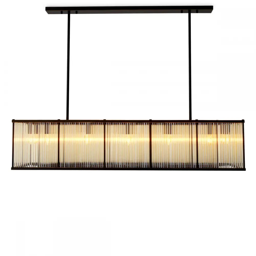 Candelabru din Otel inoxdabil Bronz si Sticla Transparent H30xL140cm Bernadi Eichholtz