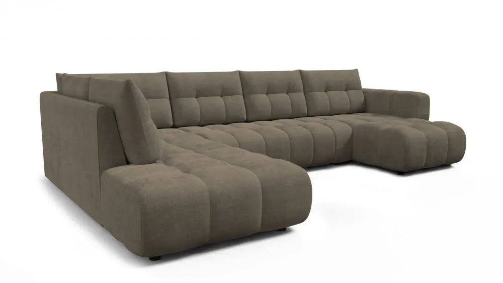 Coltar in forma de U tapitat cu material pet friendly Alias maro L374 x 219cm