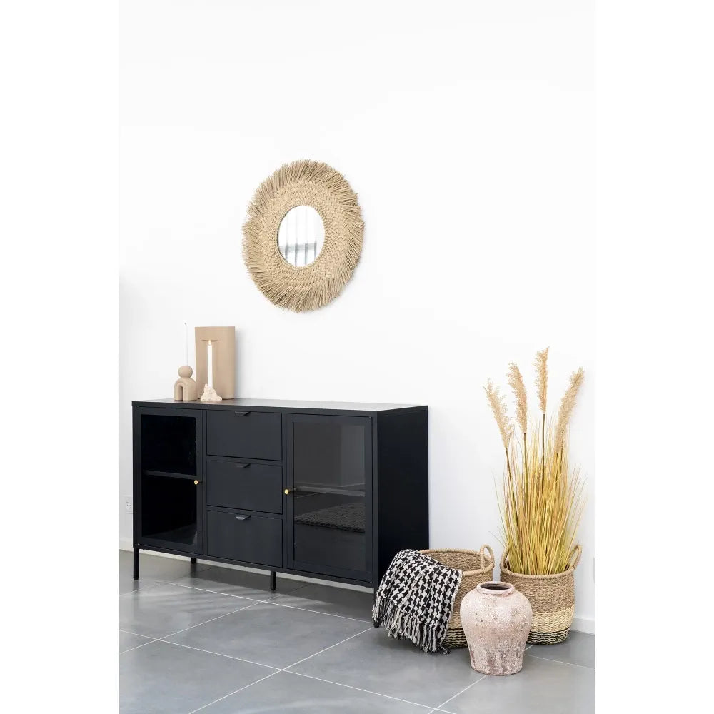 Patura din Textil Negru/Bej 180x130cm Side