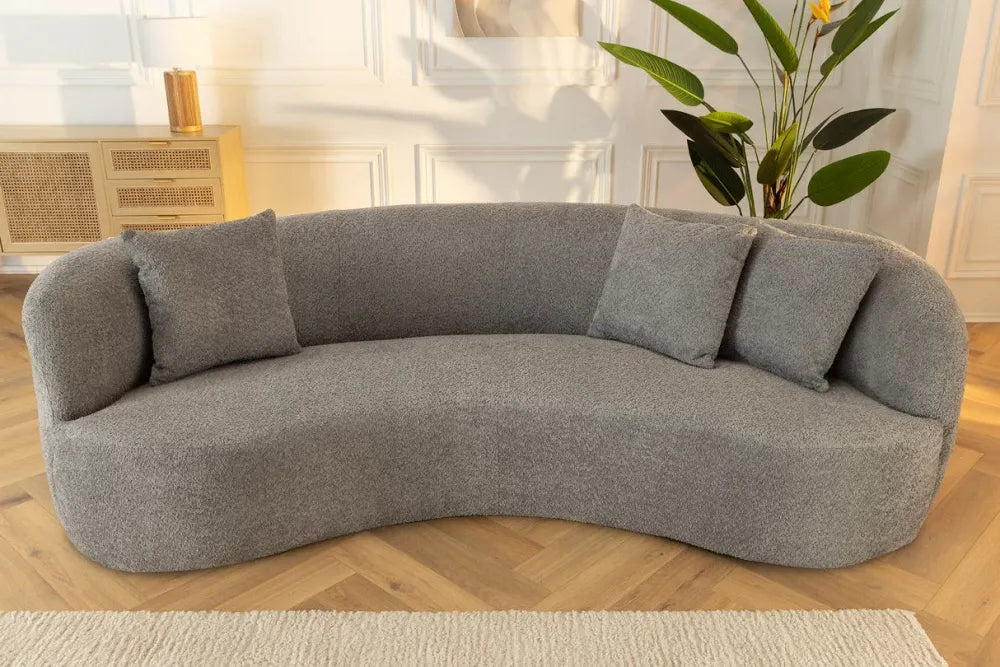 Canapea 3 locuri tapitat cu Stofa boucle Gri L229cm Atelier