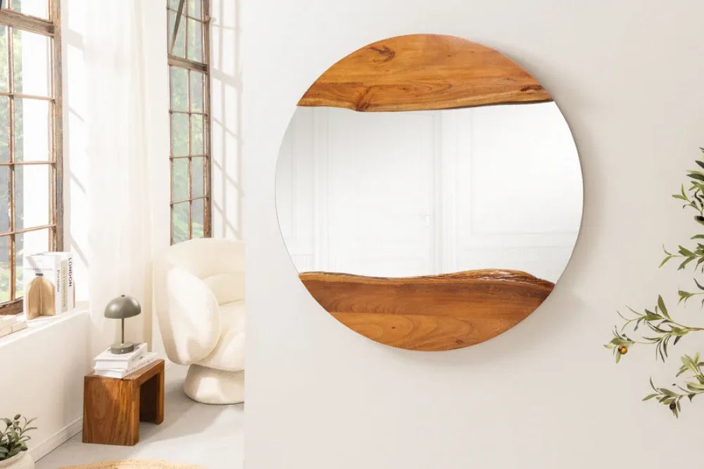 Oglinda cu rama din Lemn de salcam Maro L102xH102cm LIVING EDGE