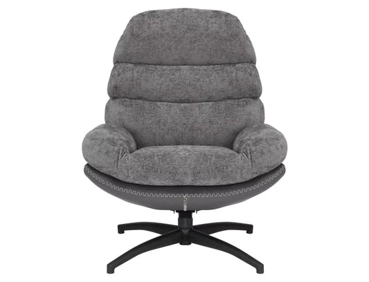 Fotoliu rotativ tapitat cu Stofa Gri si piele sintetica Gri si picioare din Metal Negru H101xL77xA90cm Giselle
