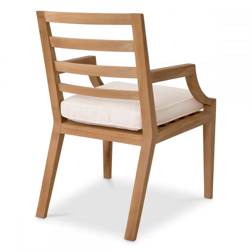 Scaun de exterior din Lemn de tec Maro si Stofa Alb H86.5xL59.5xA60.5cm Hera Eichholtz